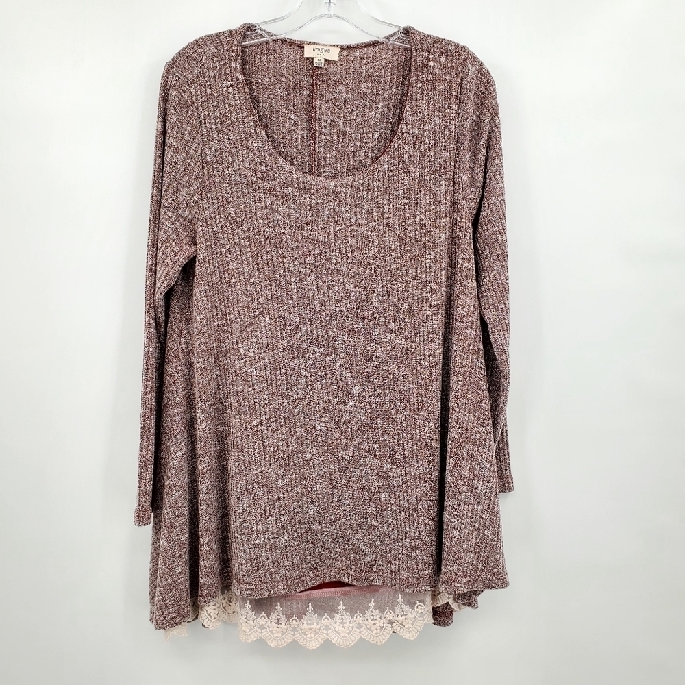 Umgee Cotton Blend Scoop Neck Long Sleeve Sweater